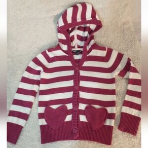 Gap Hooded Sweater Knit Button Cardigan, Hearts Stripes Gap Kids Juniors  120 Cm